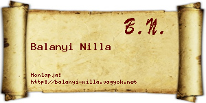Balanyi Nilla névjegykártya